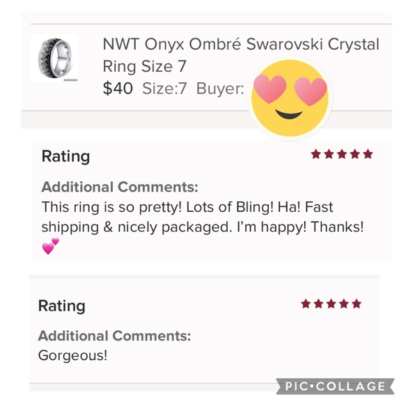 5🌟 Rated NWT Onyx Ombré Swarovski Crystal Ring 7 - Picture 6 of 6